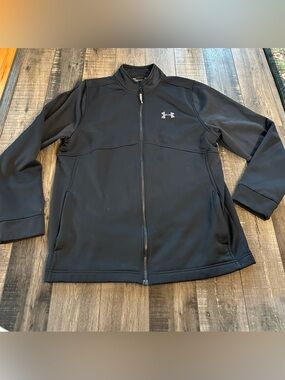 Under Armour ColdGear Jacket Mens Large Black Full Zip Fitted